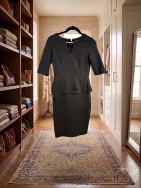 Chic Black Peplum Sheath Dress